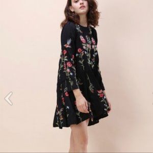 Chicwish Black Embroidered Floral Dress